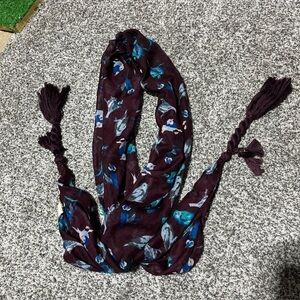 Mudd Y2K Scarf Light Neck Wrap Mauve/ Purple Bird Lover Sheer